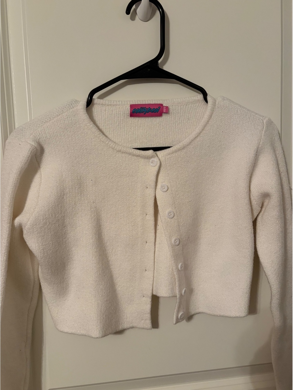 Edikted White Cropped Button-Up Cardigan Sweater XS